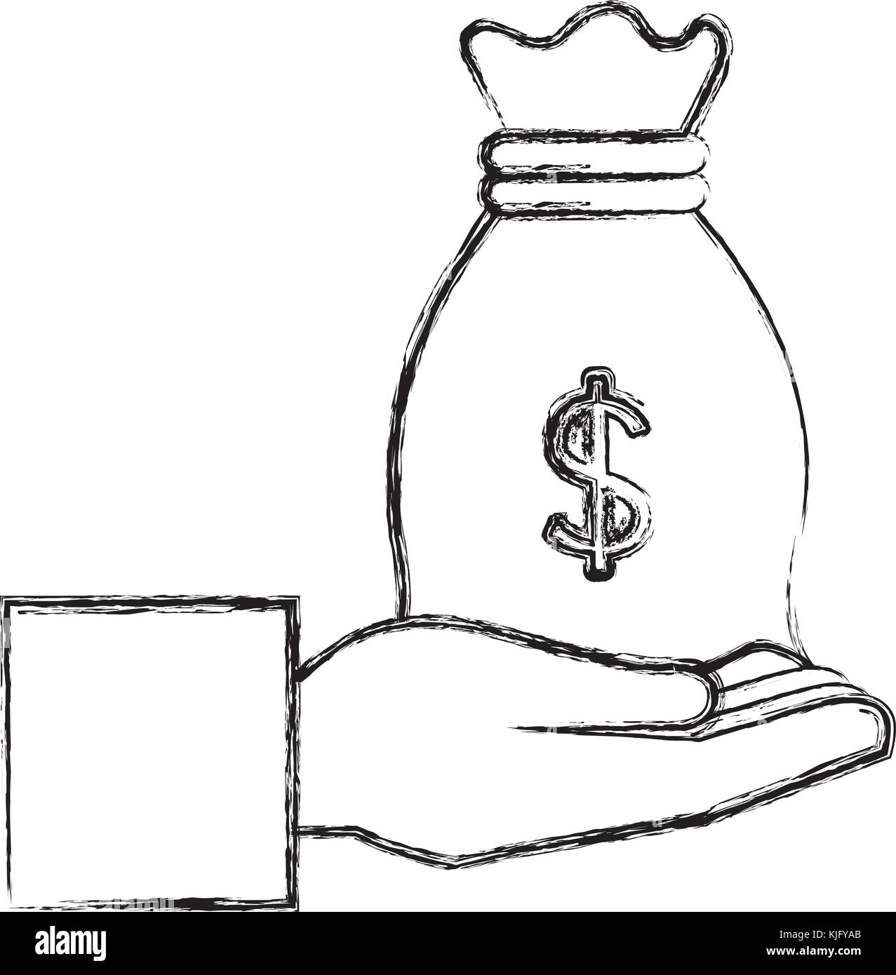 hand with money bag isolated icon vector illustration design Stock ...