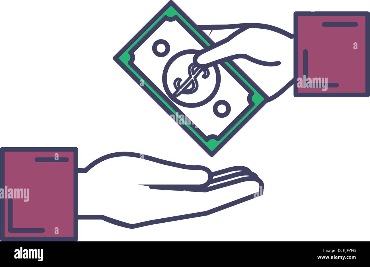 hands human with bill dollar money icon vector illustration design ...