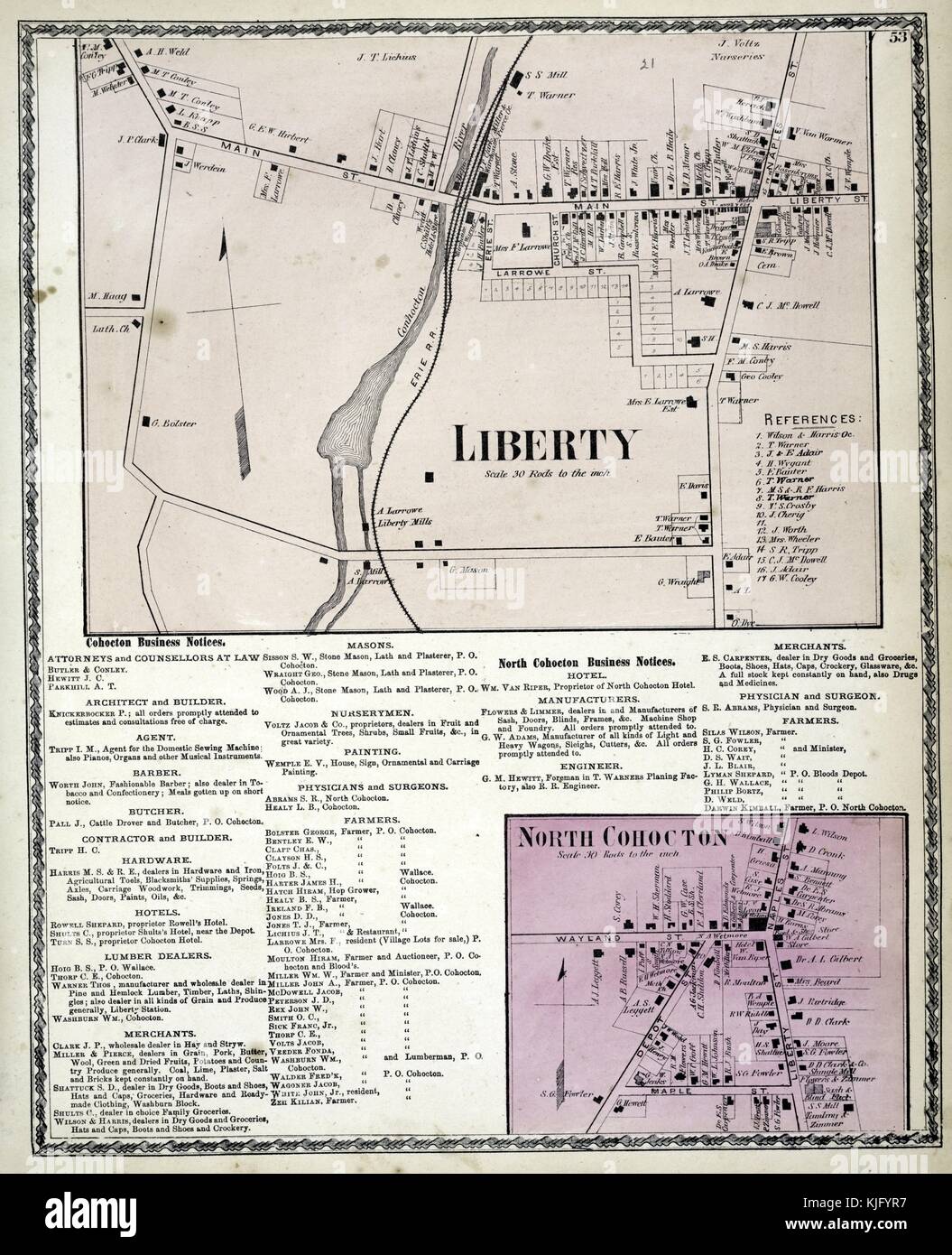 Engraved map image from an atlas, with original caption reading 'Liberty Village, Cohocton