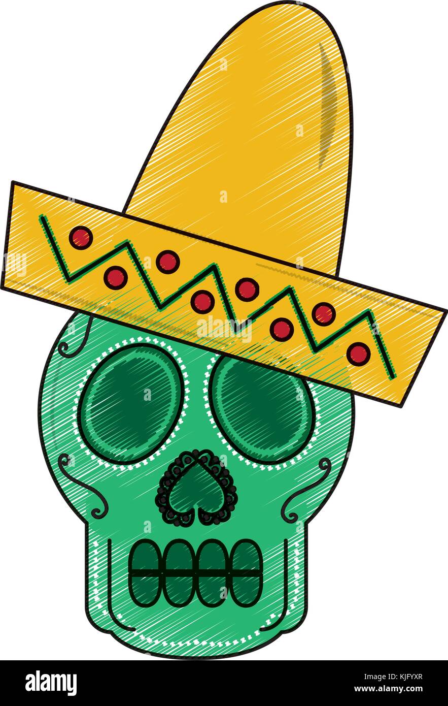 skull in hat day of the dead mexican celebration Stock Vector Image ...