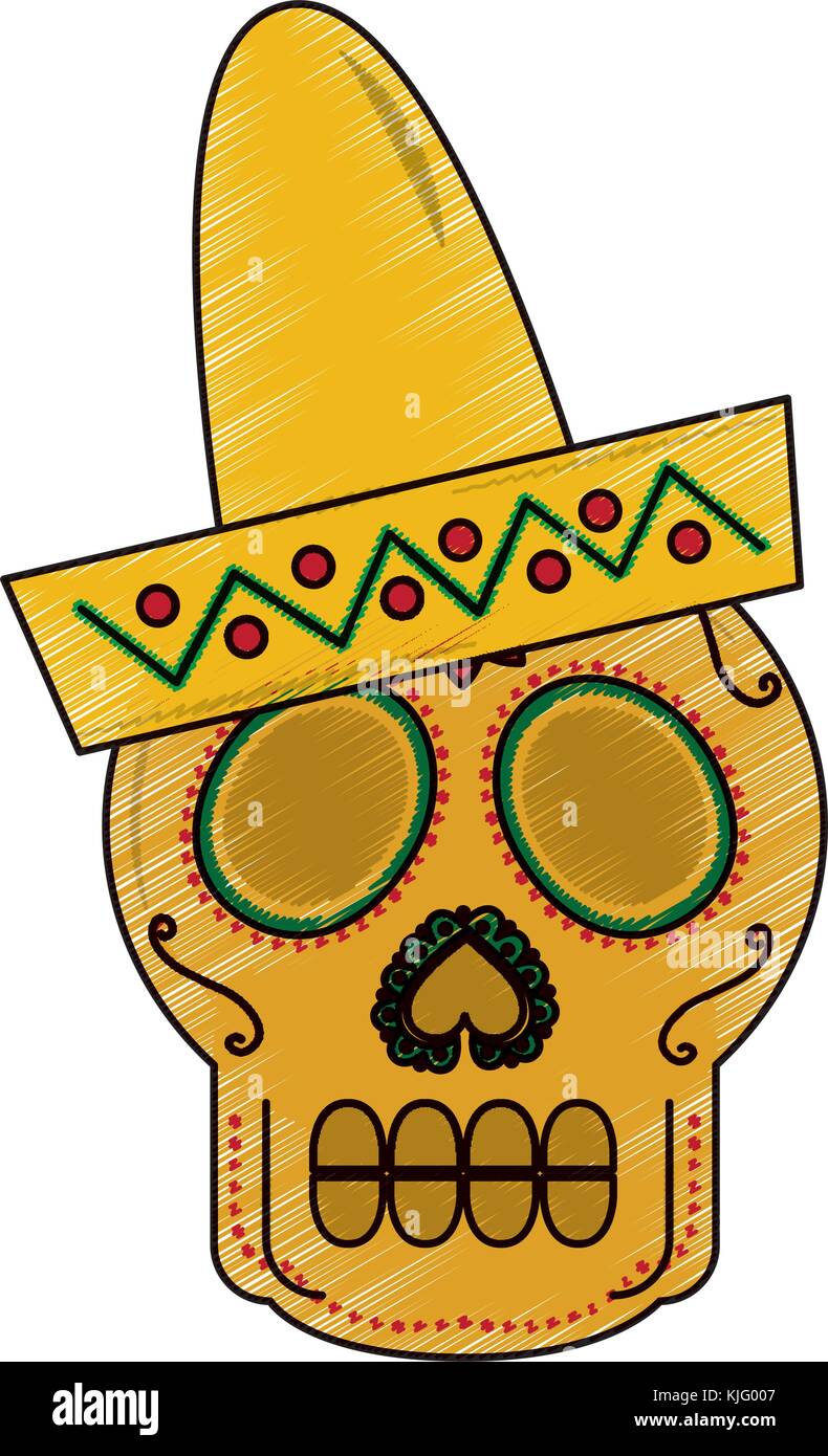 skull in hat day of the dead mexican celebration Stock Vector Image ...