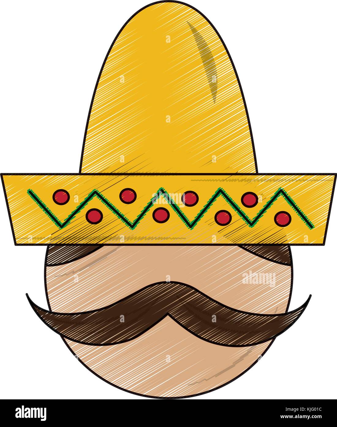 mexican man face with hat and mustache portrait Stock Vector Image ...