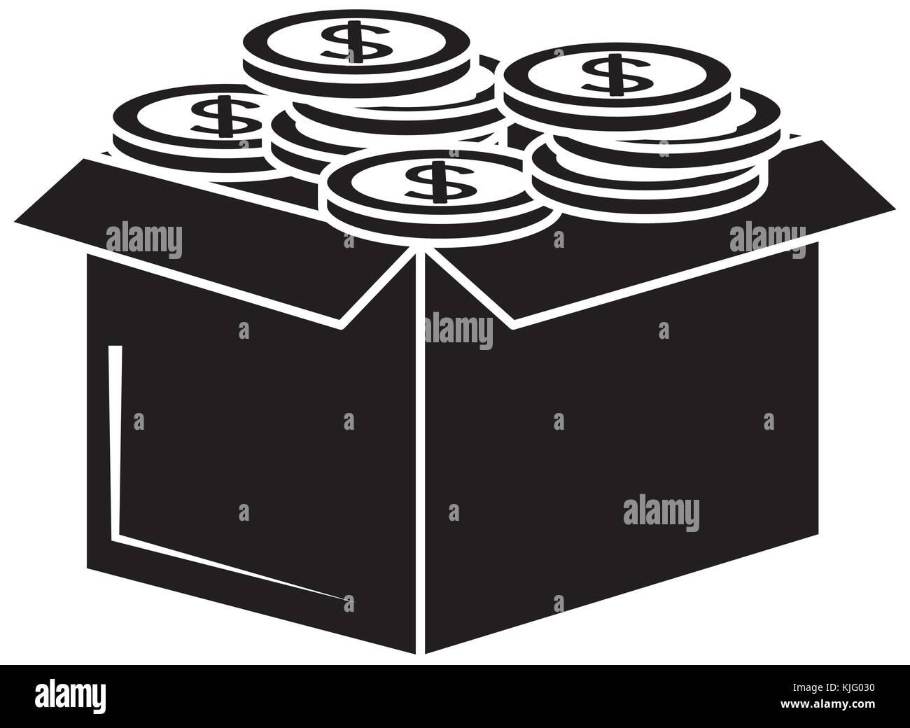 carton box with coins vector illustration design Stock Vector Image ...