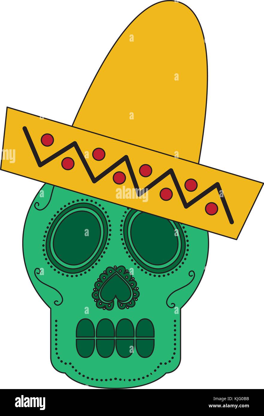 skull in hat day of the dead mexican celebration Stock Vector Image ...