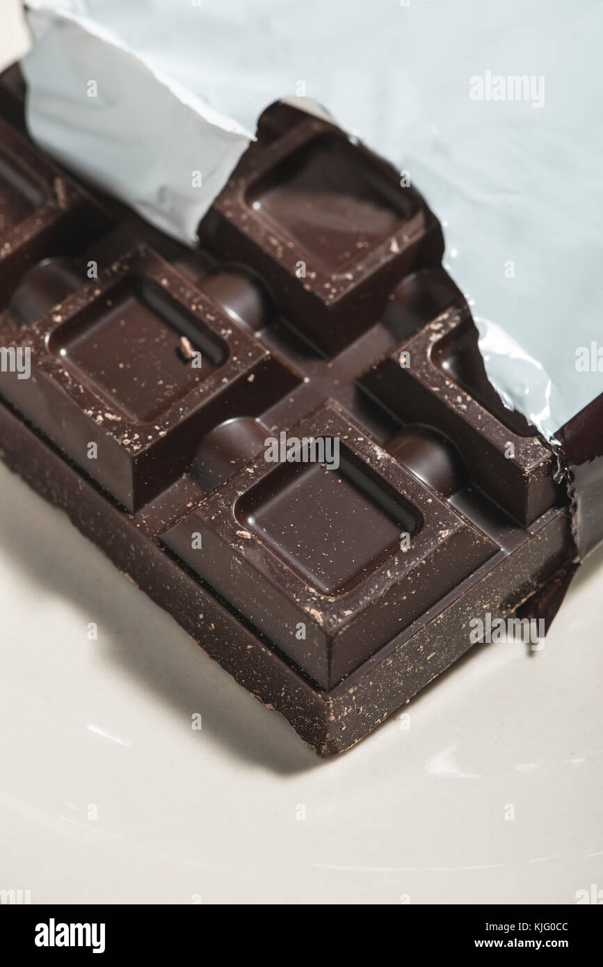 Chocolate block. Dark chocolate. Close up Stock Photo - Alamy