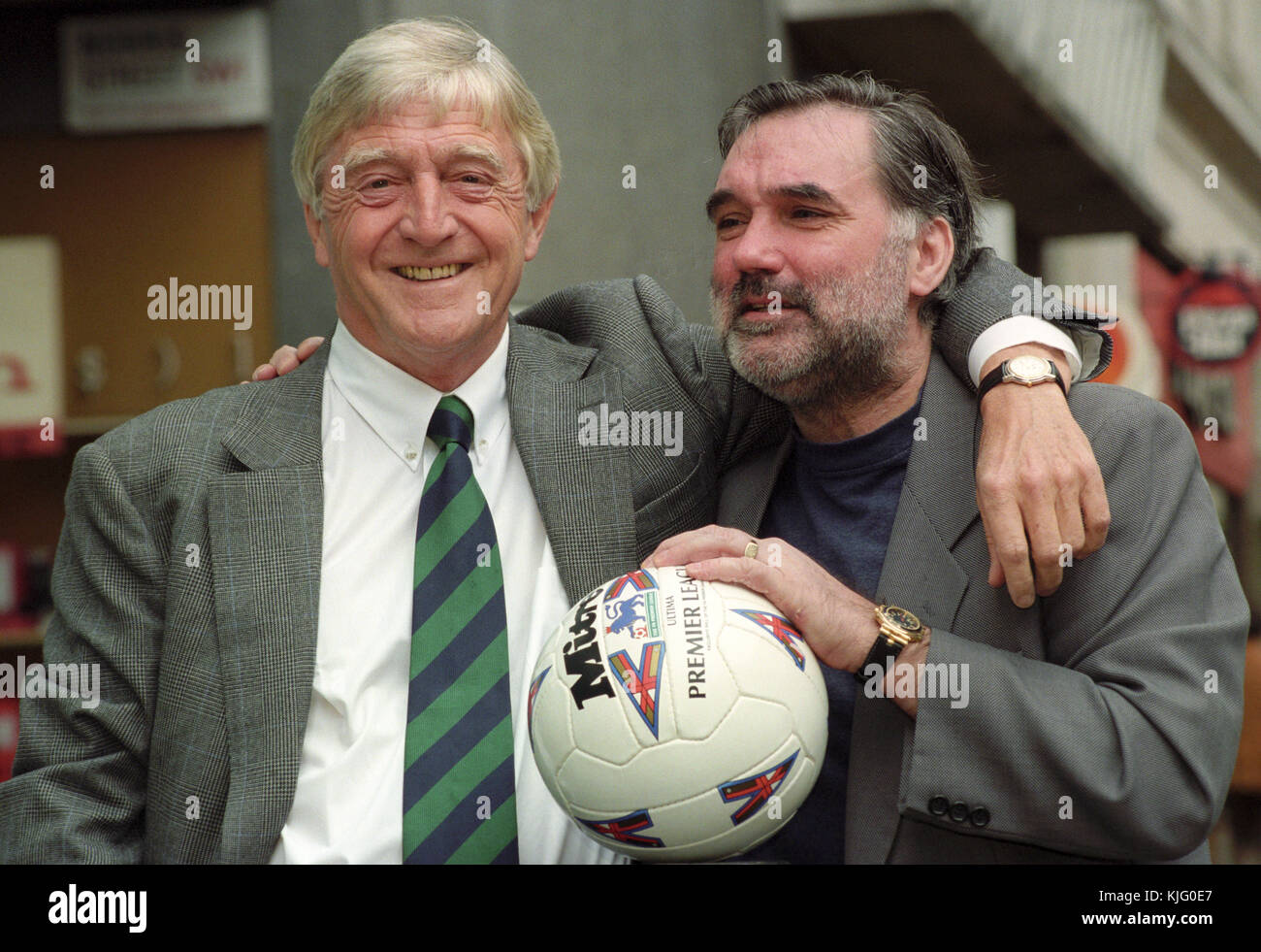 TV presenter Michael Parkinson and football legend George Best get together to launch in London BBC 2's special George Best Night to mark his 50th birthday. The themed evening will be broadcast from 9.00pm on Sunday 19 May and will feature items on his best goals, his best Manchester United game (against Benfica in 1966), his best fantasy team and an in-depth interview with the man and his friends from the glory days of football. Stock Photo