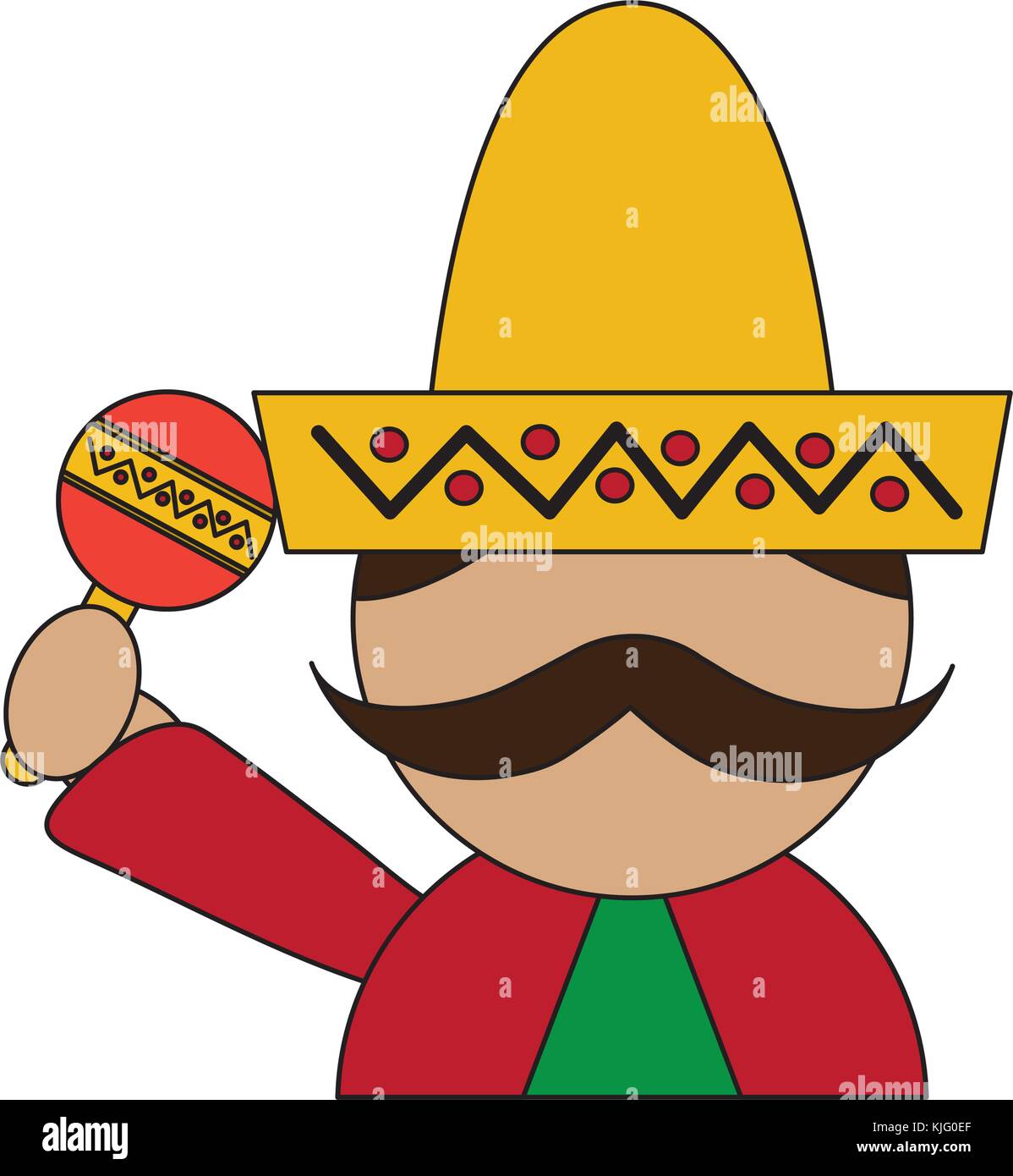 mexican man with maraca and hat traditional costume Stock Vector Image ...