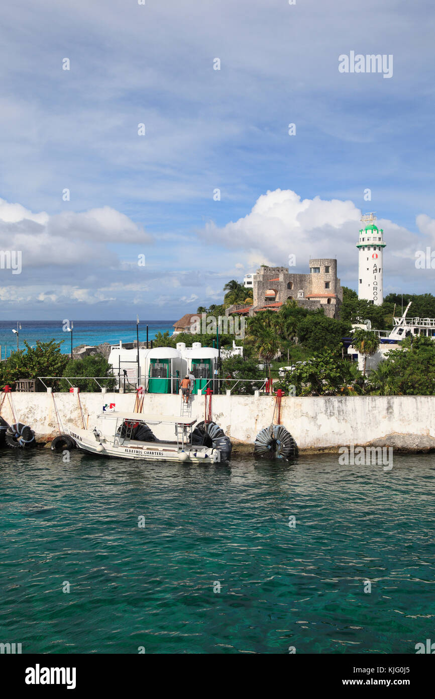 Marina, Lighthouse, Puerto de Abrigo, San Miguel de Cozumel, Cozumel  Island, Quintana Roo, Mexico, Caribbean, North America Stock Photo - Alamy