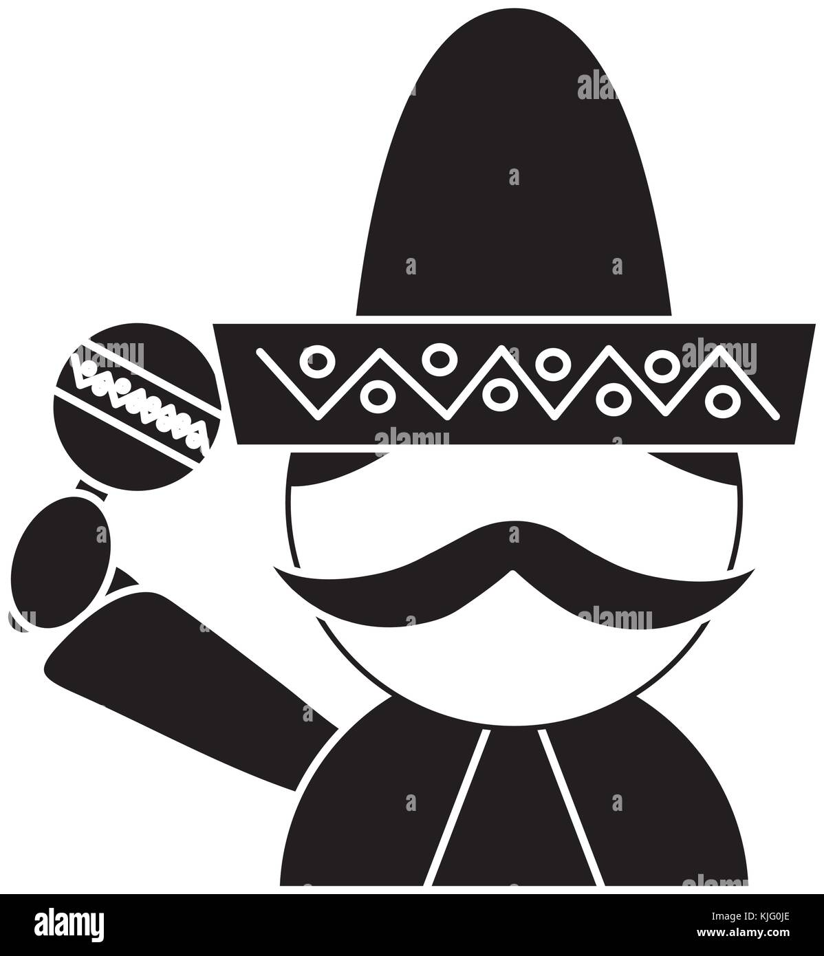 mexican man with maraca and hat traditional costume Stock Vector Image ...