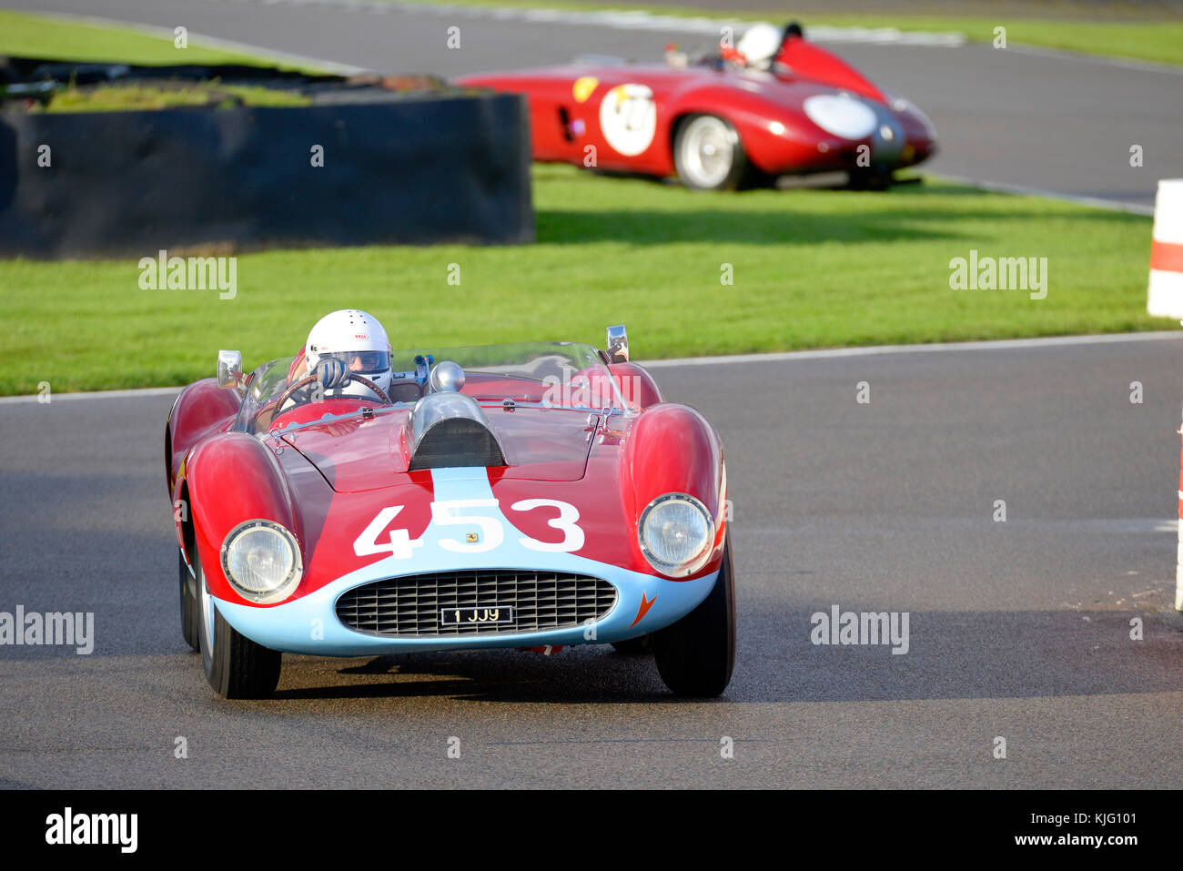 1957 Ferrari 500 TRC owned and driven by Jason Yates racing at Goodwood Revival 2017 Stock Photo