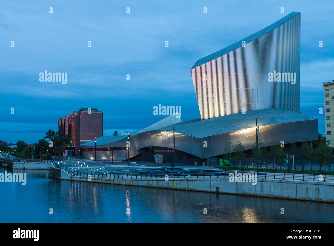 View of the Imperial War Museum North in the early evening. Stock Photo