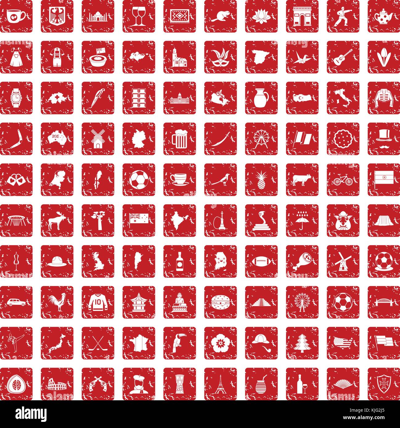 100 map icons set grunge red Stock Vector Image & Art - Alamy