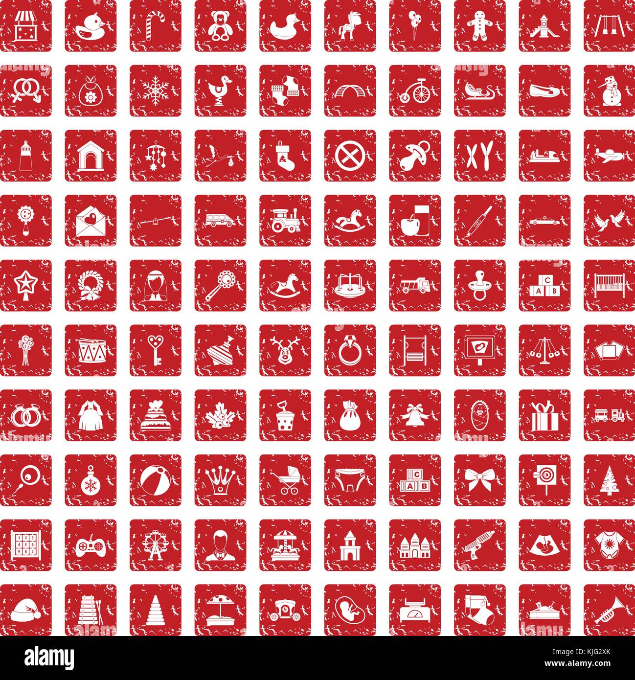 100 baby icons set grunge red Stock Vector Image & Art - Alamy