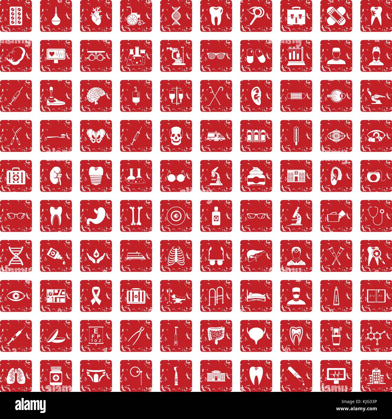 100 medical icons set grunge red Stock Vector Image & Art - Alamy