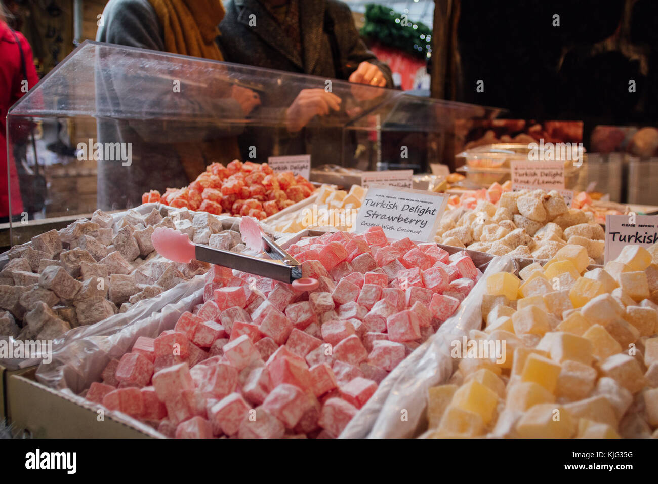 Turkish delight at a city christmas market pop up stall Stock Photo - Alamy