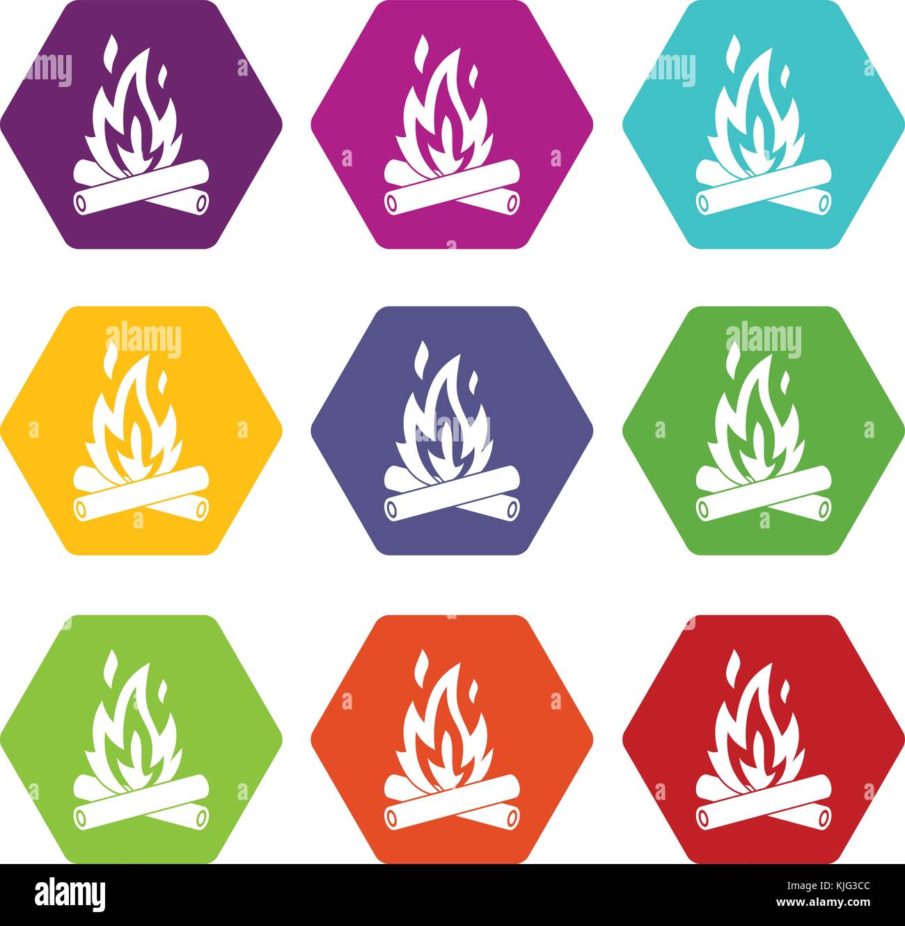 Campfire icon set color hexahedron Stock Vector Image & Art - Alamy
