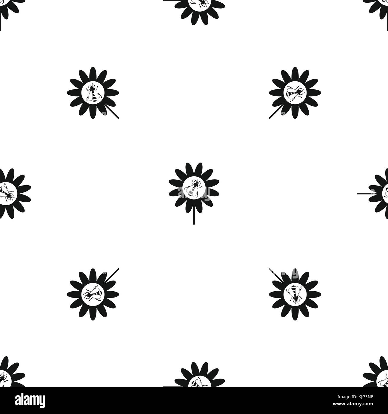 Bee on flower pattern seamless black Stock Vector Image & Art - Alamy