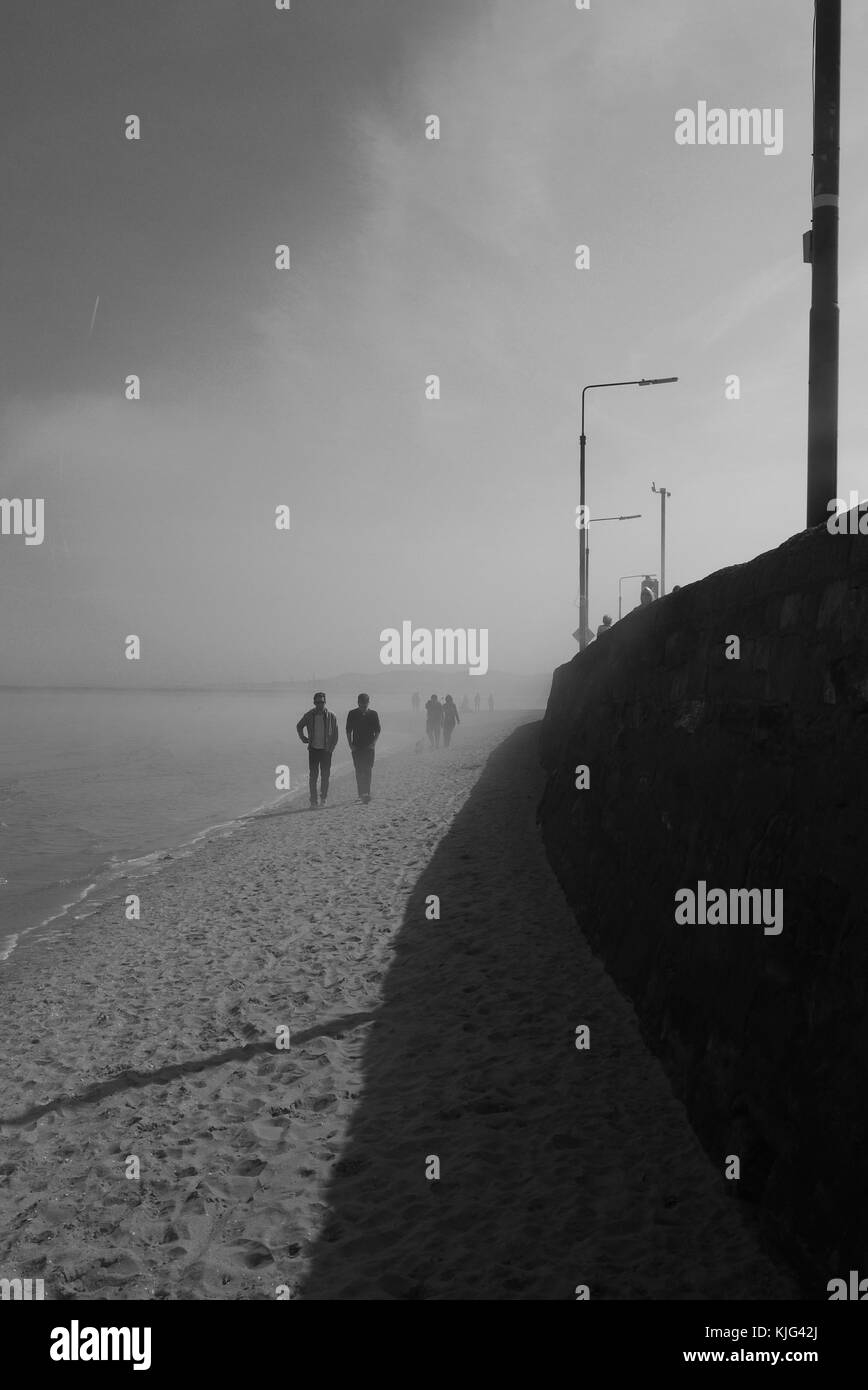 Summer fog on the beach.A summer day started with an early morning fog