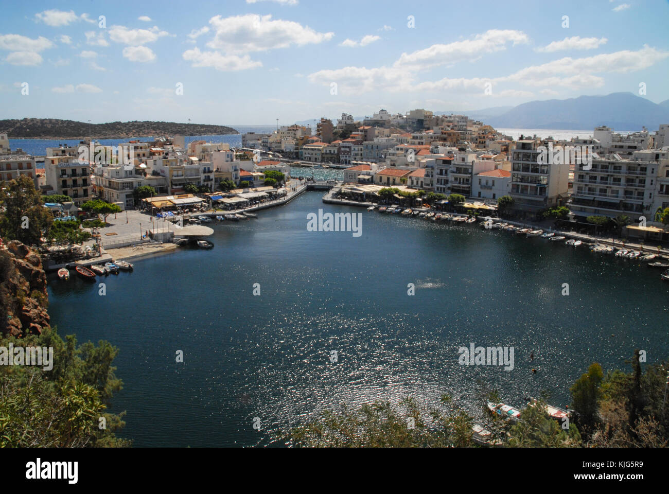 View of Agios Nikolaos and Agioi Pantes, Crete, Greece Stock Photo Alamy