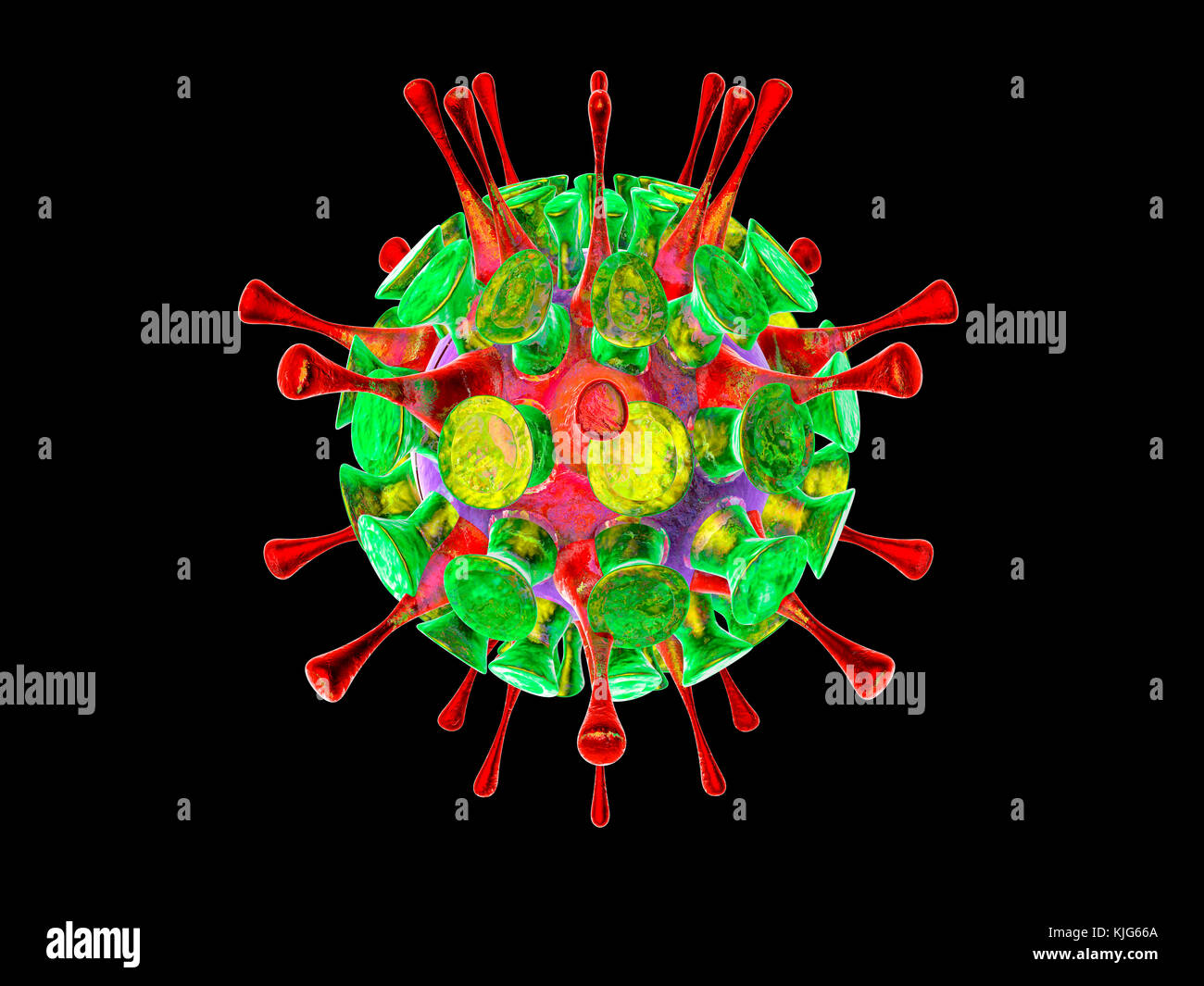 Influenza virus, 3D Rendering Stock Photo