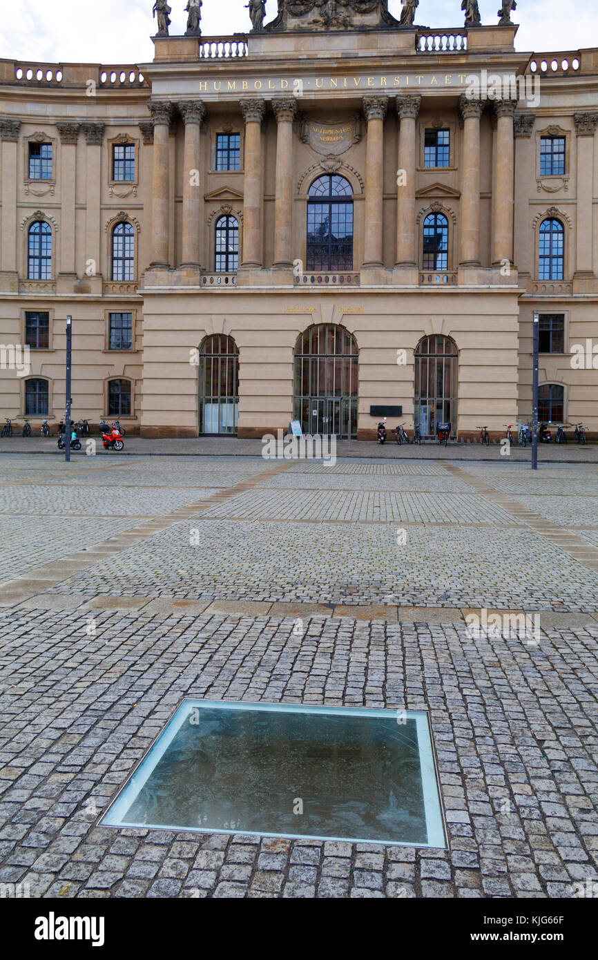The Humboldt University of Berlin, Book burning memorial at the Bebelplatz and carried out by the German Student Union in 1933, Berlin, Germany, EU. Stock Photo
