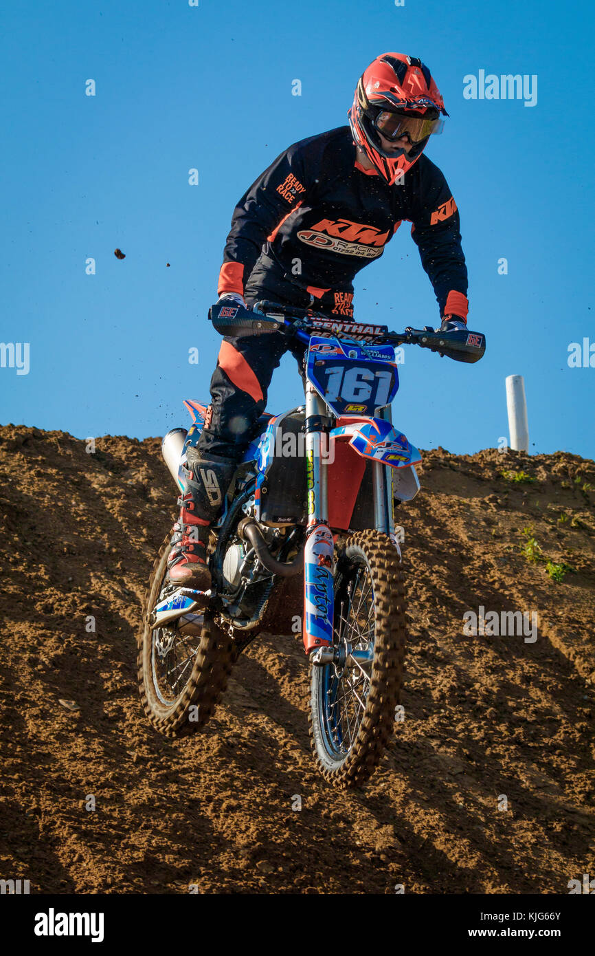 Aidan Williams on the JD Racing & Raptor KTM MXY2 at the 2017 British Championship Motocross meeting at Cadders Hill, Lyng, Norfolk, UK. Stock Photo