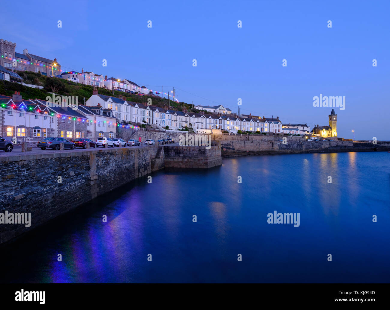 Abenddämmerung, Porthleven, Cornwall, England, Großbritannien Stock Photo