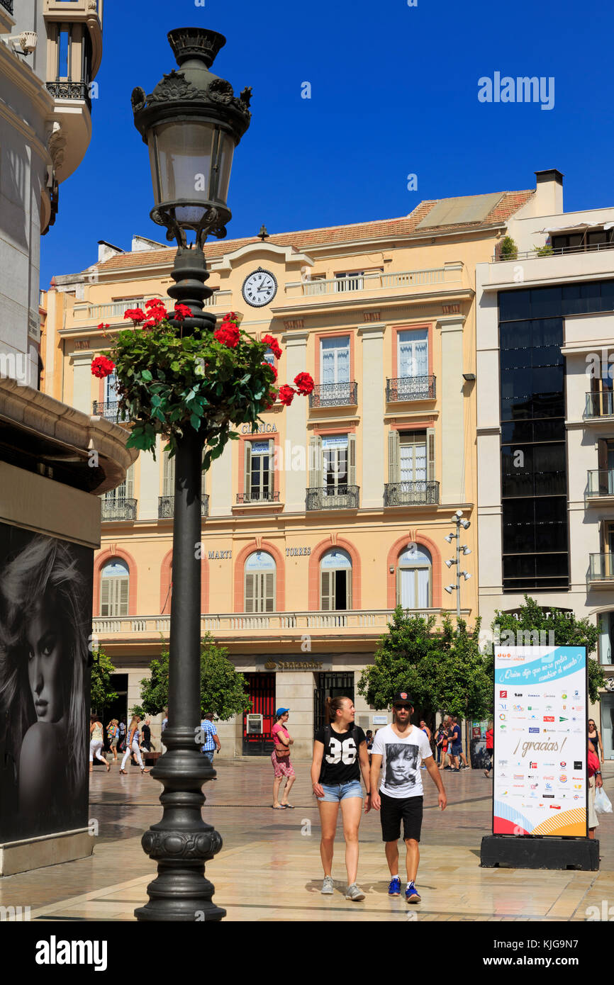 Constitution Square, Malaga City, Andalusia, Spain, Europe Stock Photo