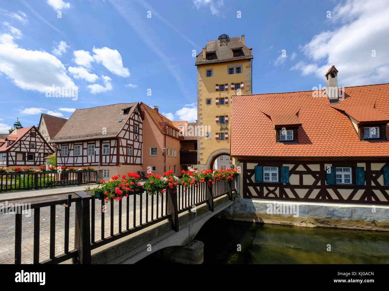 Wassertor und Fluss Pegnitz, Hersbruck, Mittelfranken, Franken, Bayern, Deutschland Stock Photo