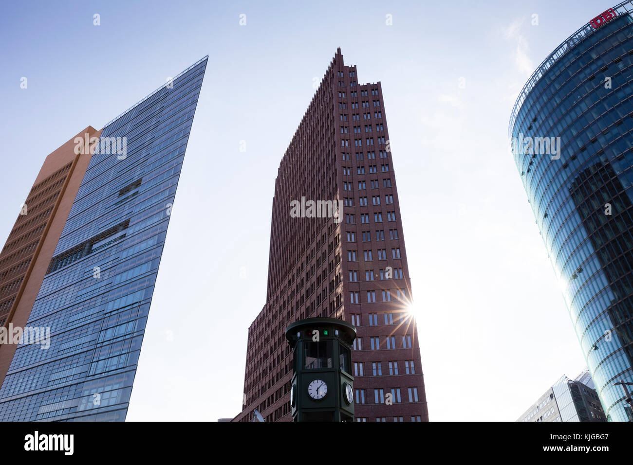 Germany, Berlin, Potsdamer Platz, Forum Tower, Kollhoff-Tower and Bahntower Stock Photo