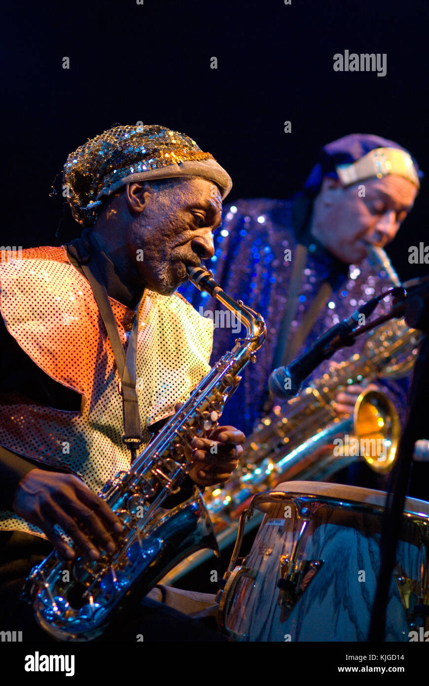 Sun Ra Arkestra performing live at All Tomorrow's Parties at Butlins in Minehead. 4th to 6th December 2009. Stock Photo