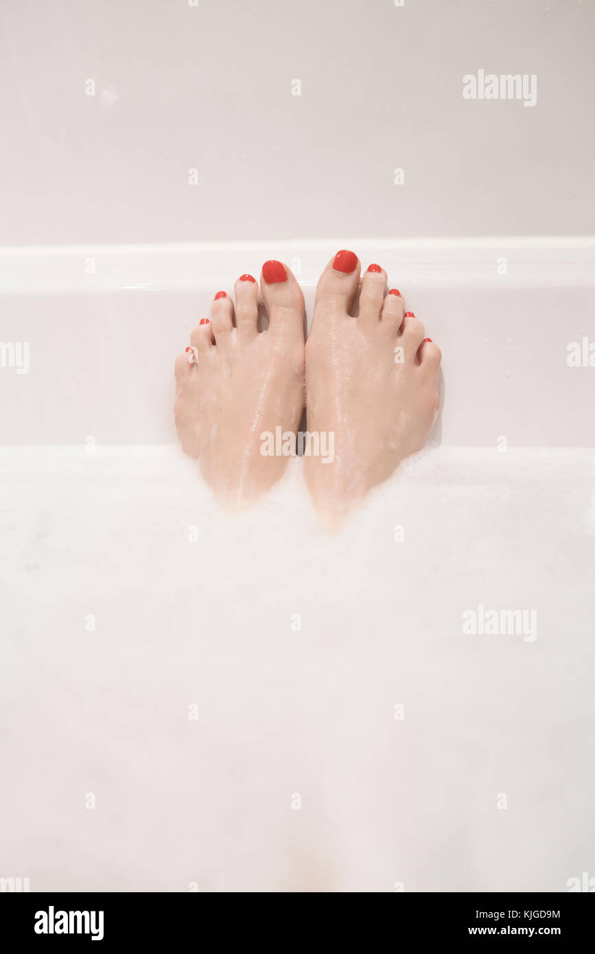 Woman's feet in bath Stock Photo Alamy
