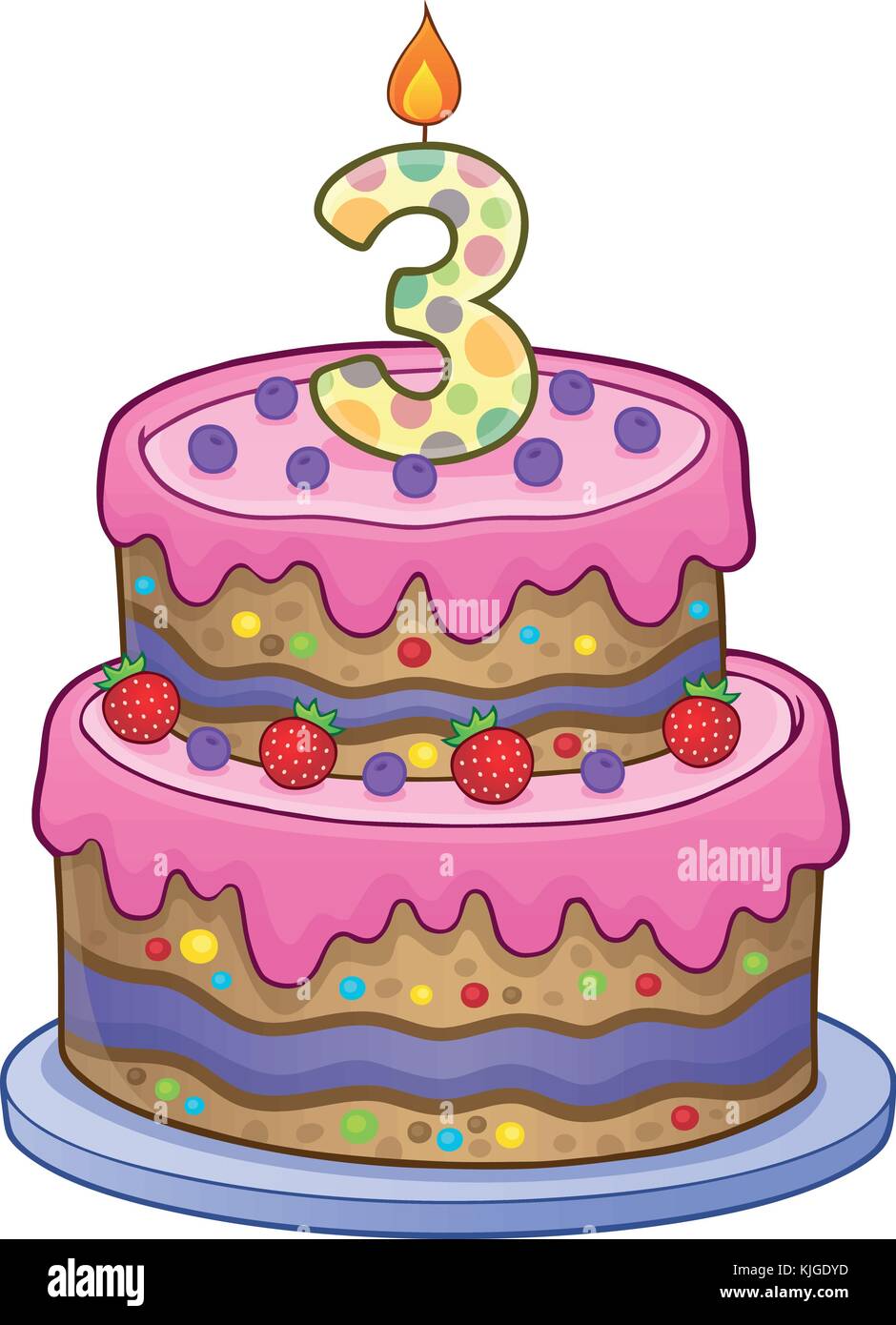 Birthday Cake Image For 3 Years Old Eps10 Vector Illustration Stock Vector Image Art Alamy