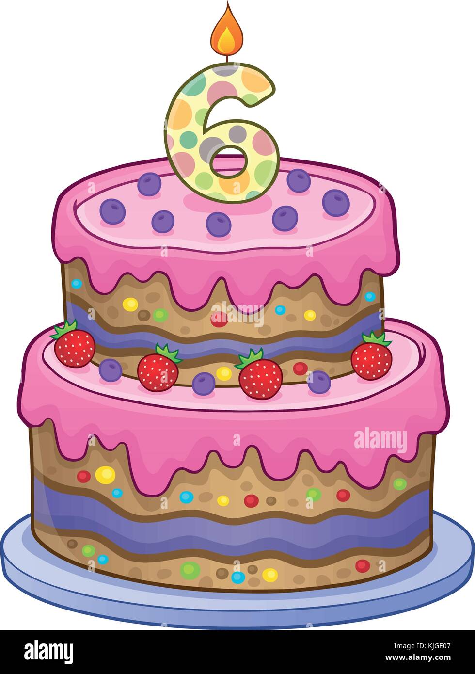 Birthday cake image for 6 years old - eps10 vector illustration. Stock Vector
