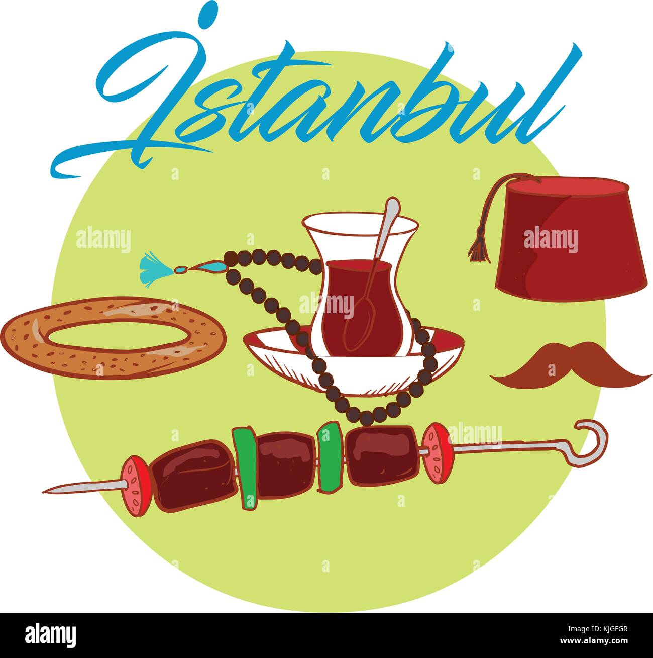 Turkey Object Colorful Istanbul tourist isolated object vector set Stock Vector Image ...