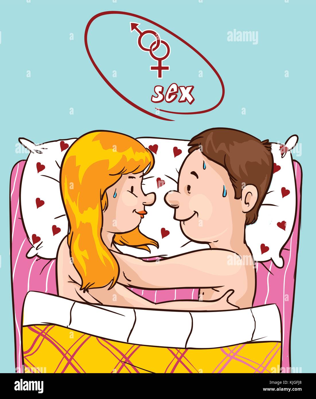 Man and woman couple at bed vector illustration Stock Vector