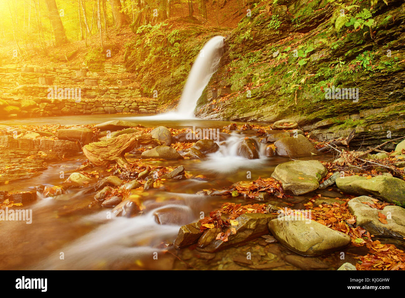 Autumn mountain waterfall Stock Photo - Alamy
