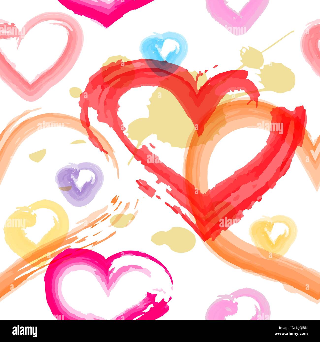 Seamless backround with hearts in watercolor style. Vector illustration ...