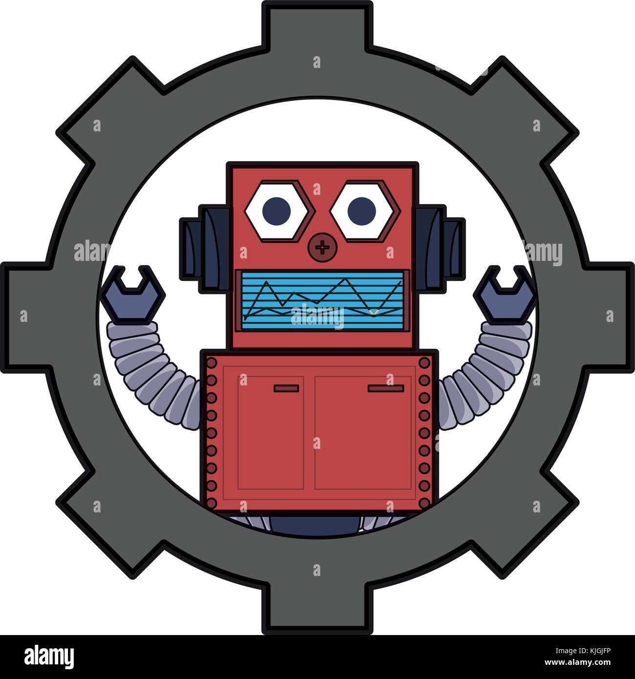 gear wheel with a robot icon Stock Vector Image & Art - Alamy
