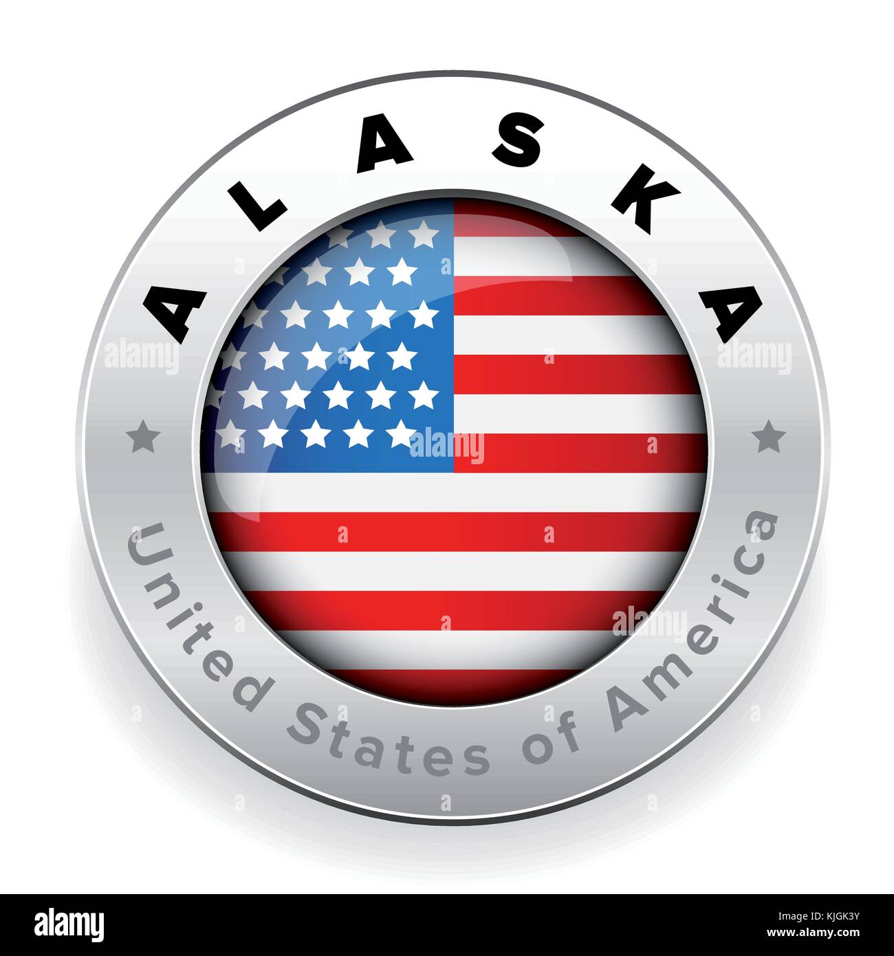 Alaska Usa flag badge button vector Stock Vector Image & Art Alamy