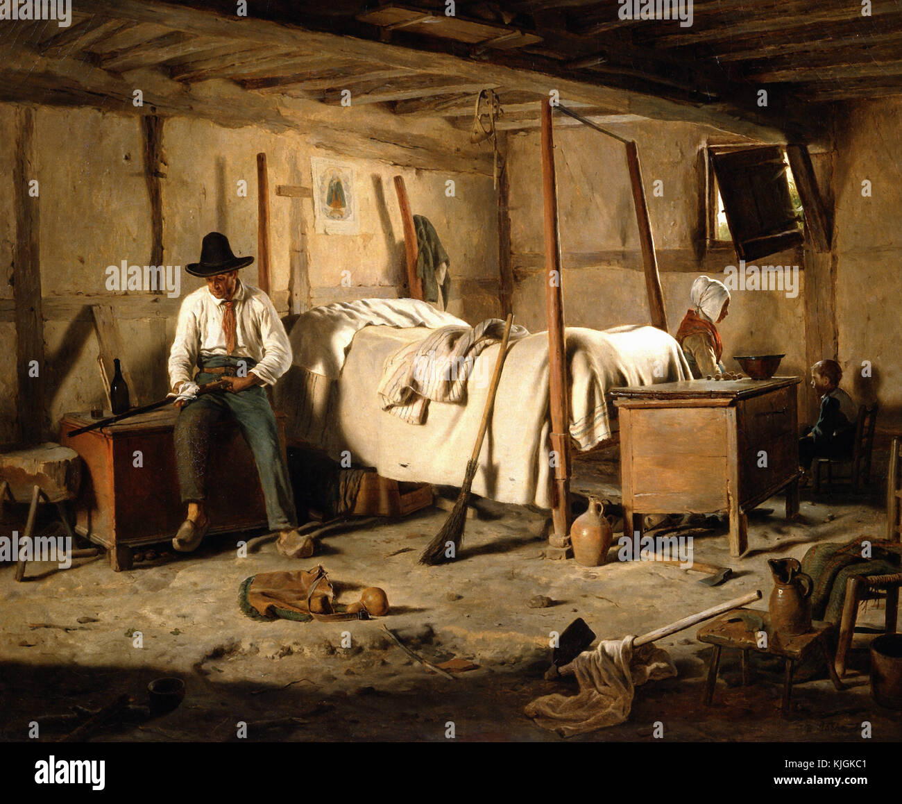 Roehn Jean Alphonse The Poacher Paris, Louvre museum 1850 Stock Photo