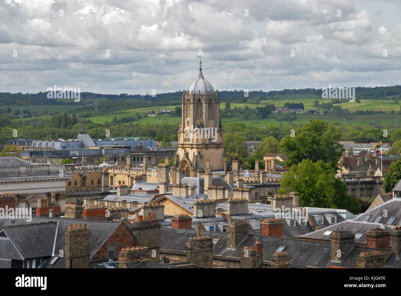 View of Tom Tower of Christ Church College from University Church, Oxford Stock Photo
