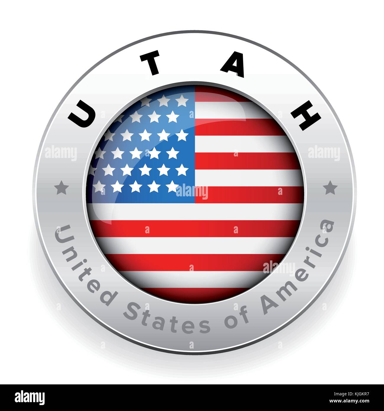 Utah Usa flag badge button Stock Vector