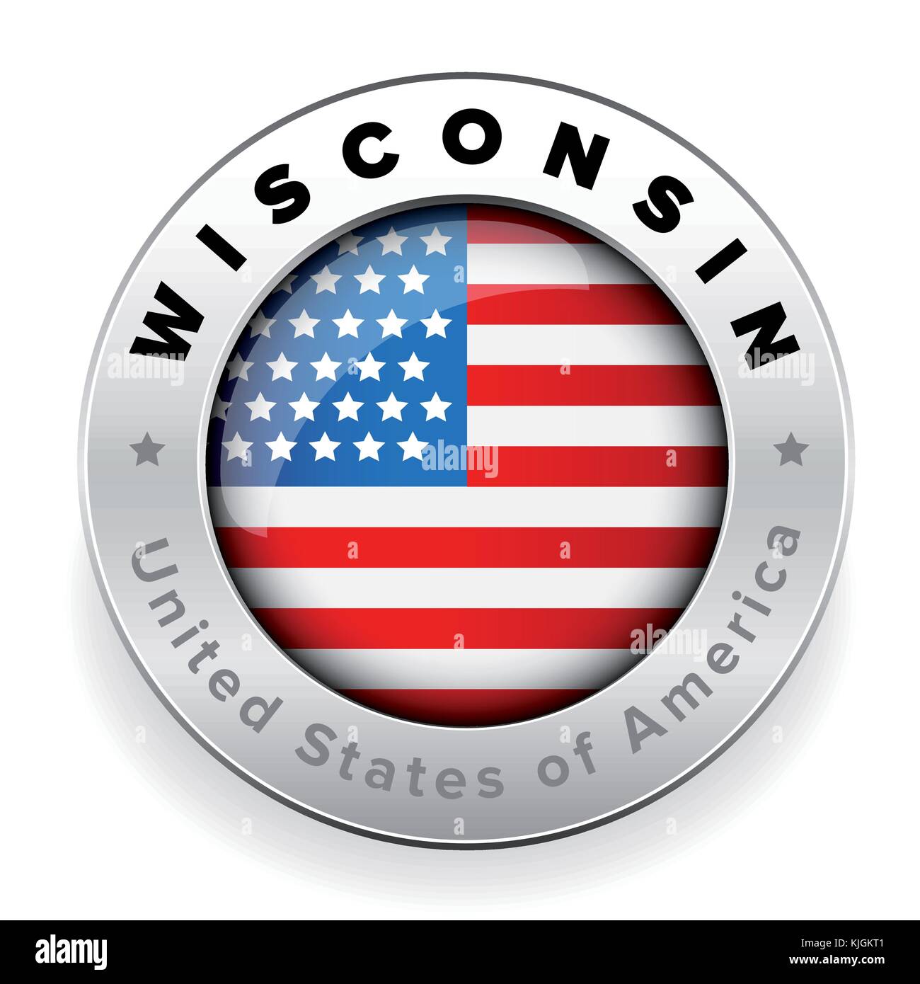 Wisconsin Usa flag badge button Stock Vector