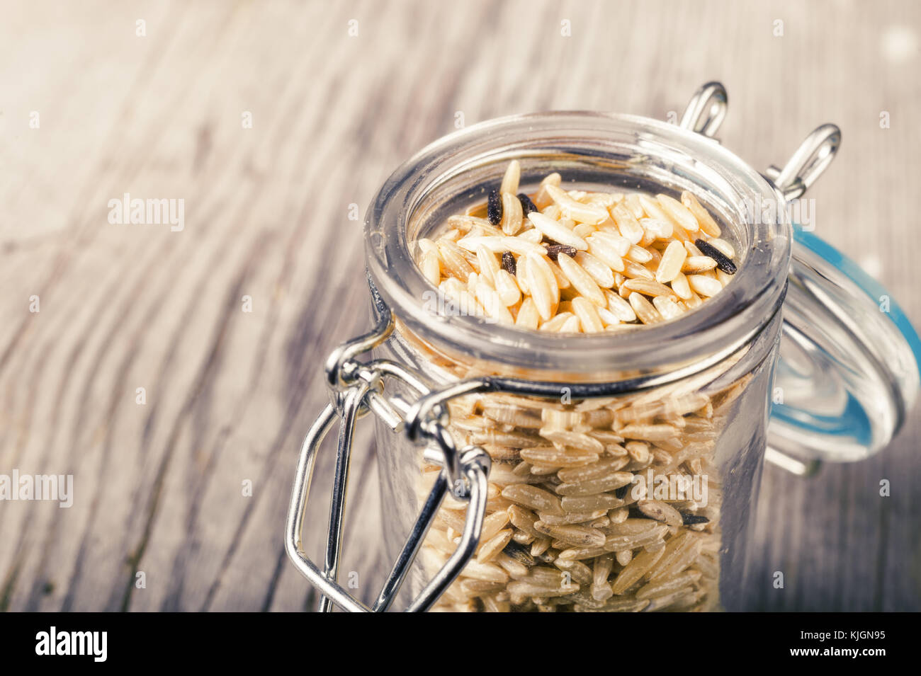 Mixed dry rice in a jar Stock Photo