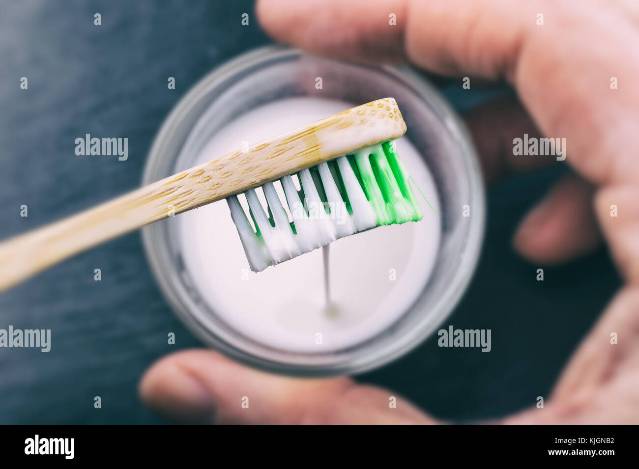Baking soda paste on a toothbrush Stock Photo Alamy