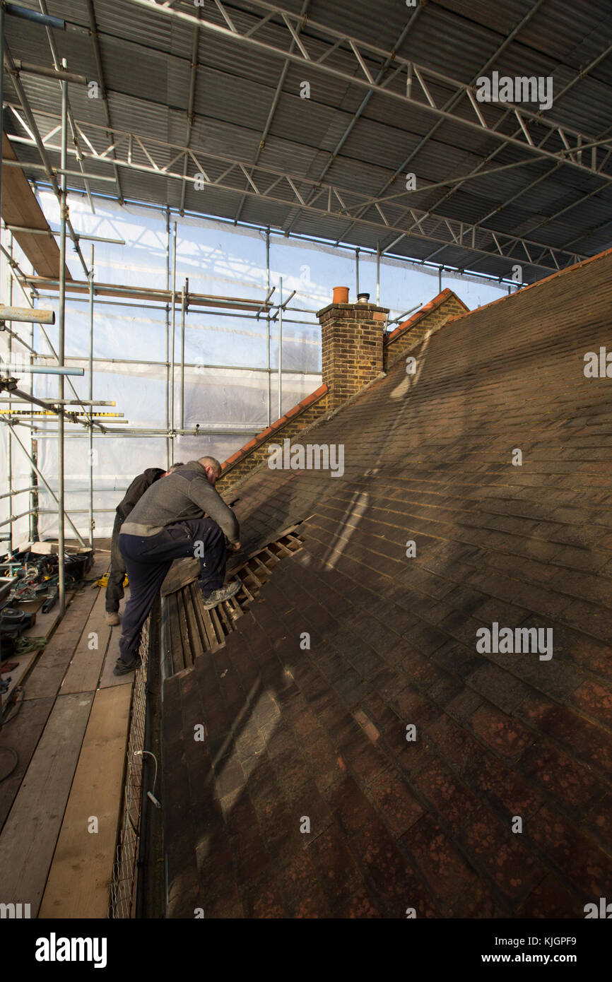 House roof renovation project, London, England, UK Stock Photo