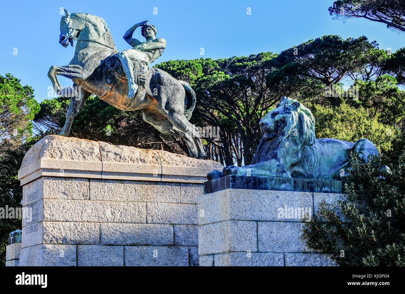 Cape Town, South Africa - March 25, 2012: The Rhodes Memorial monument in Cape Town, South Africa, on Table Mountain, to the honor of Cecil John Rhode Stock Photo