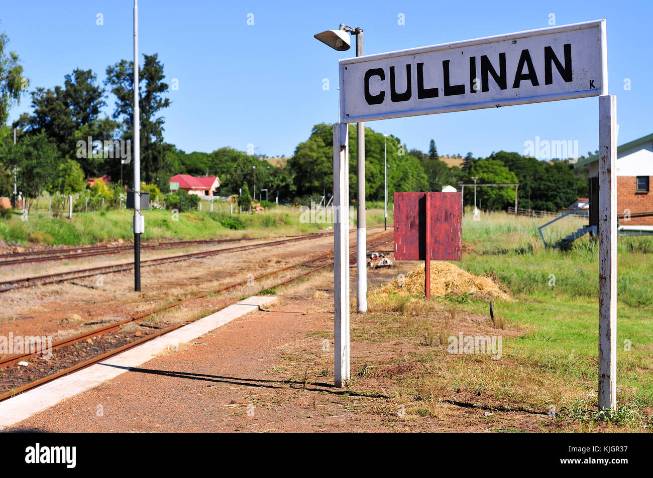 Railroad station serving the Cullinan Diamond Mine in South Africa. Stock Photo