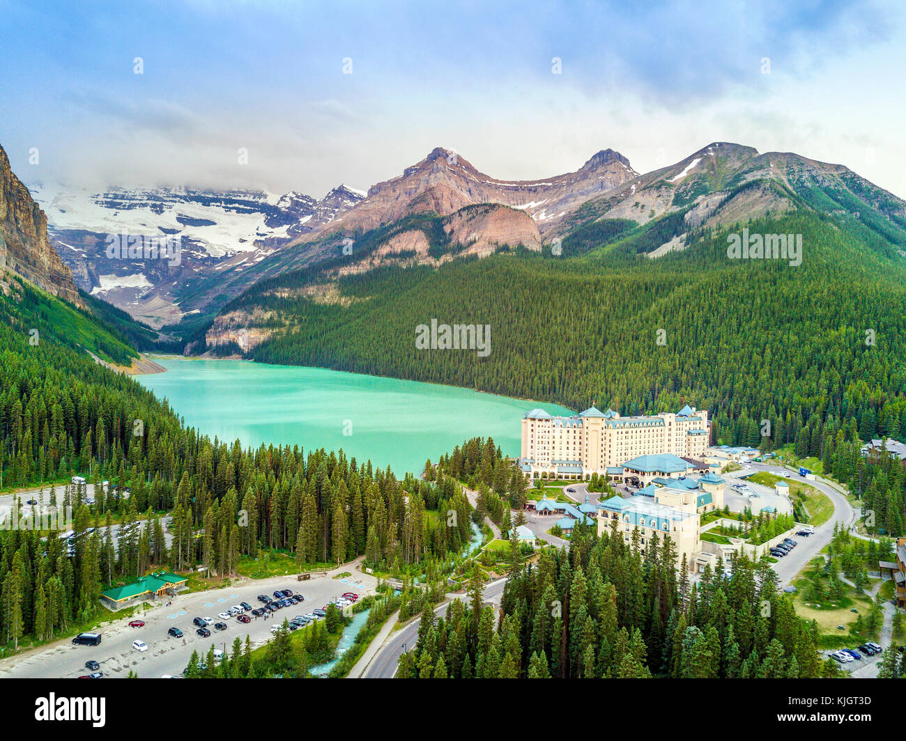 Turquoise Louise Lake in Rockies Mountains, Banff National Park